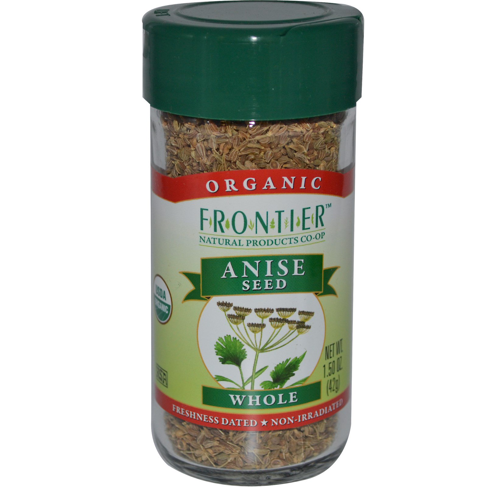 Frontier Natural Products, Organic Anise Seed, Whole, 1.50 oz (42 g