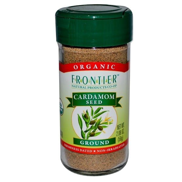 Frontier Natural Products, Органические семена кардамона, молотые, 2,08 унции (58 г)