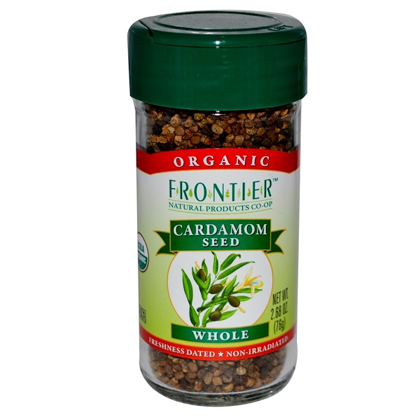 Frontier Natural Products, Органические семена кардамона, цельные, 2,68 унции (76 г)