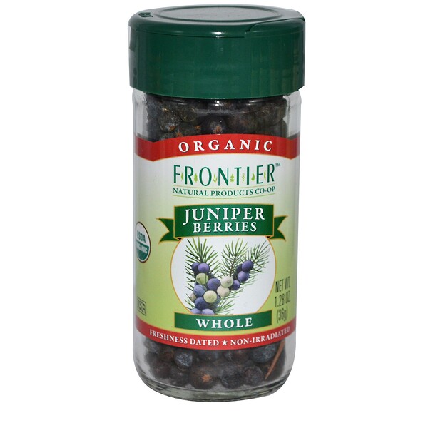 Frontier Natural Products, Organic Juniper Berries, Whole, 1.28 oz (36 g) (Discontinued Item) 
