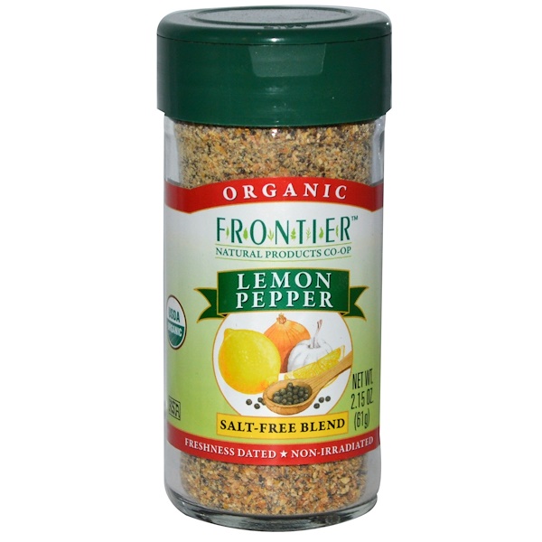 Frontier Natural Products, Organic Lemon Pepper, Salt-Free Blend, 2.15 oz (61 g) (Discontinued Item) 