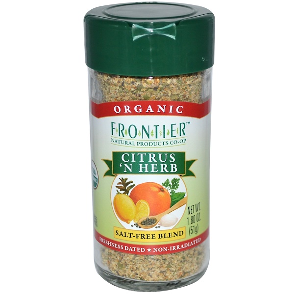 Frontier Natural Products, Organic Citrus 'N Herb, Salt-Free Blend, 1.80 oz (51 g) (Discontinued Item) 