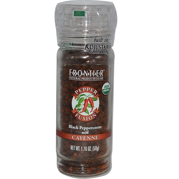 Frontier Natural Products, Pepper Fusion, Black Peppercorns with Cayenne, 1.76 oz (50 g) (Discontinued Item) 
