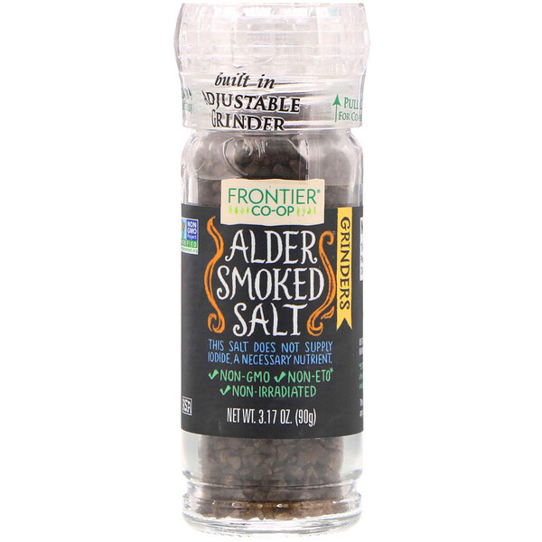 Frontier Co-op, Alder Smoked Salt, Gourmet Salt Grinder, 3.17 oz (90 g)