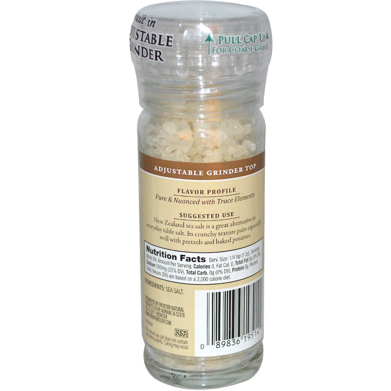 Frontier Natural Products, New Zealand Sea Salt, Gourmet Salt Grinders
