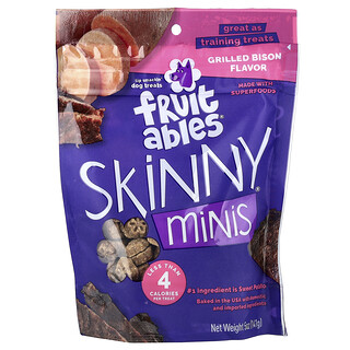 Fruitables（フルーダブルス）, Skinny Minis®（スキニーミニズ）、犬用おやつ、ソフト、グリルドバイソン、141g（5オンス）