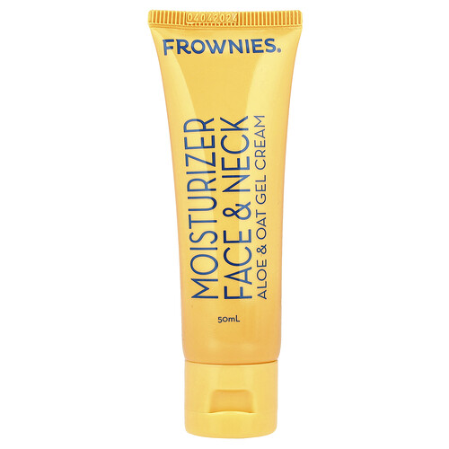 Frownies Moisturizer, Face & Neck, Aloe & Oat Gel Cream, 50 ml