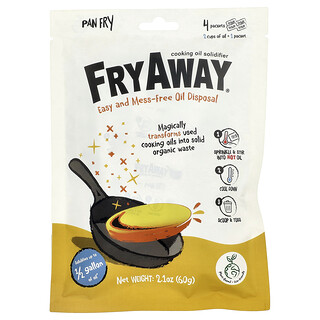FryAway, Freír, Solidificante de aceite de cocina, 4 sobres, 60 g (2,1 oz)