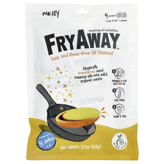 FryAway, Pan Fry, Solidifiant pour huile de cuisson, 4 sachets, 60 g