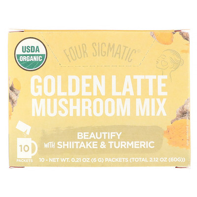 Four Sigmatic Golden Latte, Mushroom Mix, 10 Packets, 0.21 oz (6 g) Each