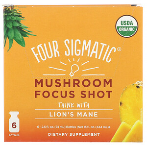 Отзывы о Фор Сигматик, Mushroom Focus Shot, Pineapple, 6 Bottles, 2.5 fl oz (74 ml) Each