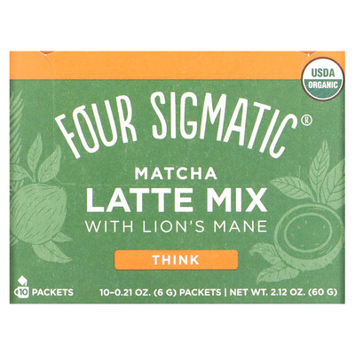 

Four Sigmatic, Matcha Latte Mix with Lion's Mane, Think, 10 Packets, 0.21 oz (6 g) Each