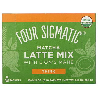 Four Sigmatic, Matcha Latte Mix with Lion's Mane, 10 Packets, 0.21 oz (6 g) Each