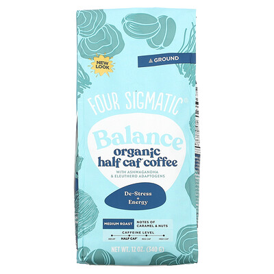 

Four Sigmatic Balance Organic Half Caf Coffee with Ashwagandha & Eleuthero Adaptogens Ground Medium Roast 12 oz (340 g)