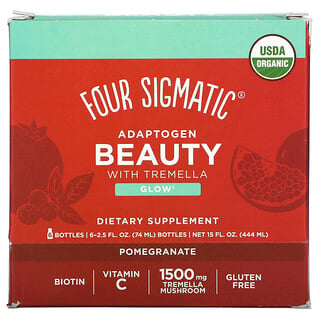 Four Sigmatic, Adaptogen Beauty with Tremella, Pomegranate, 6 Bottles, 2.5 fl oz (74 ml) Each