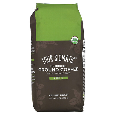 

Four Sigmatic, Mushroom Ground Coffee with Probiotics, Defend, Medium Roast, 12 oz (340 g)