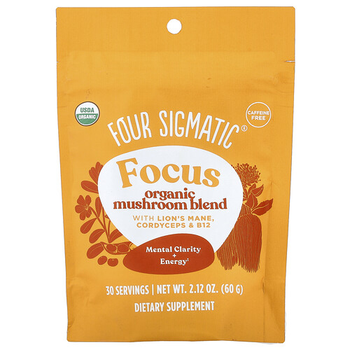 Four Sigmatic, Focus, Mezcla de hongos orgánicos, Sin cafeína, 60 g (2,12 oz)