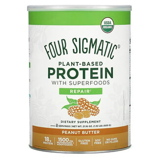 Four Sigmatic, Plant-Based Protein with Superfoods, Peanut Butter, 1.32 lbs (600 g)