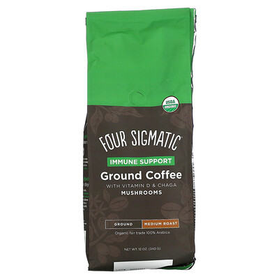 Купить Four Sigmatic Молотый кофе для поддержки иммунитета с витамином D и грибами чага, средней обжарки, 340 г (12 унций)