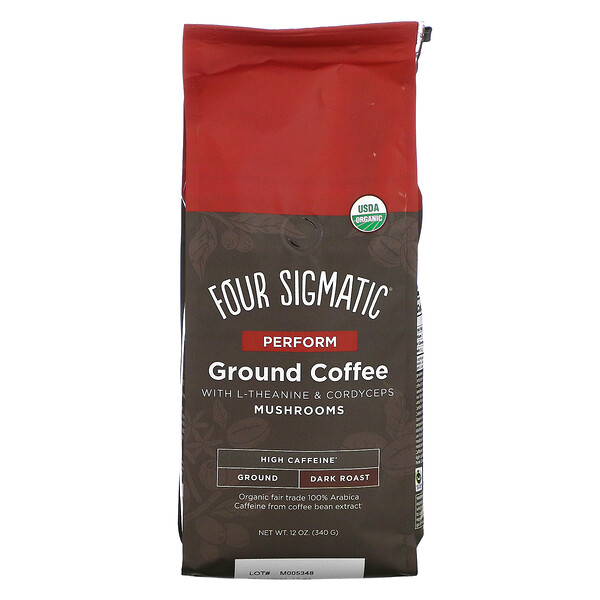 Four Sigmatic, Perform Ground Coffee with L-Theanine & Cordyceps Mushrooms, Dark Roast, 12 oz (340 g)