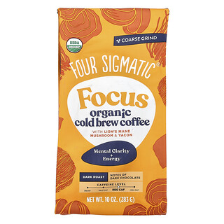 Four Sigmatic, Think, Bio hidegen főzött kávé oroszlánsörénynel, gombával és yaconnal, durva őrlésű, sötét pörkölésű, 340 g