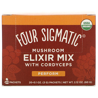 Four Sigmatic, Mushroom Elixir Mix with Cordyceps, 20 Packets, 0.1 oz (3 g) Each