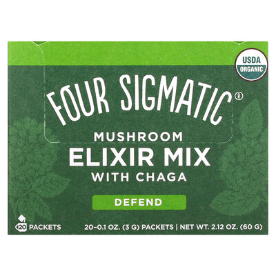 Four Sigmatic Смесь грибных эликсиров с чагой, 20 пакетиков по 3 г (0,1 унции)