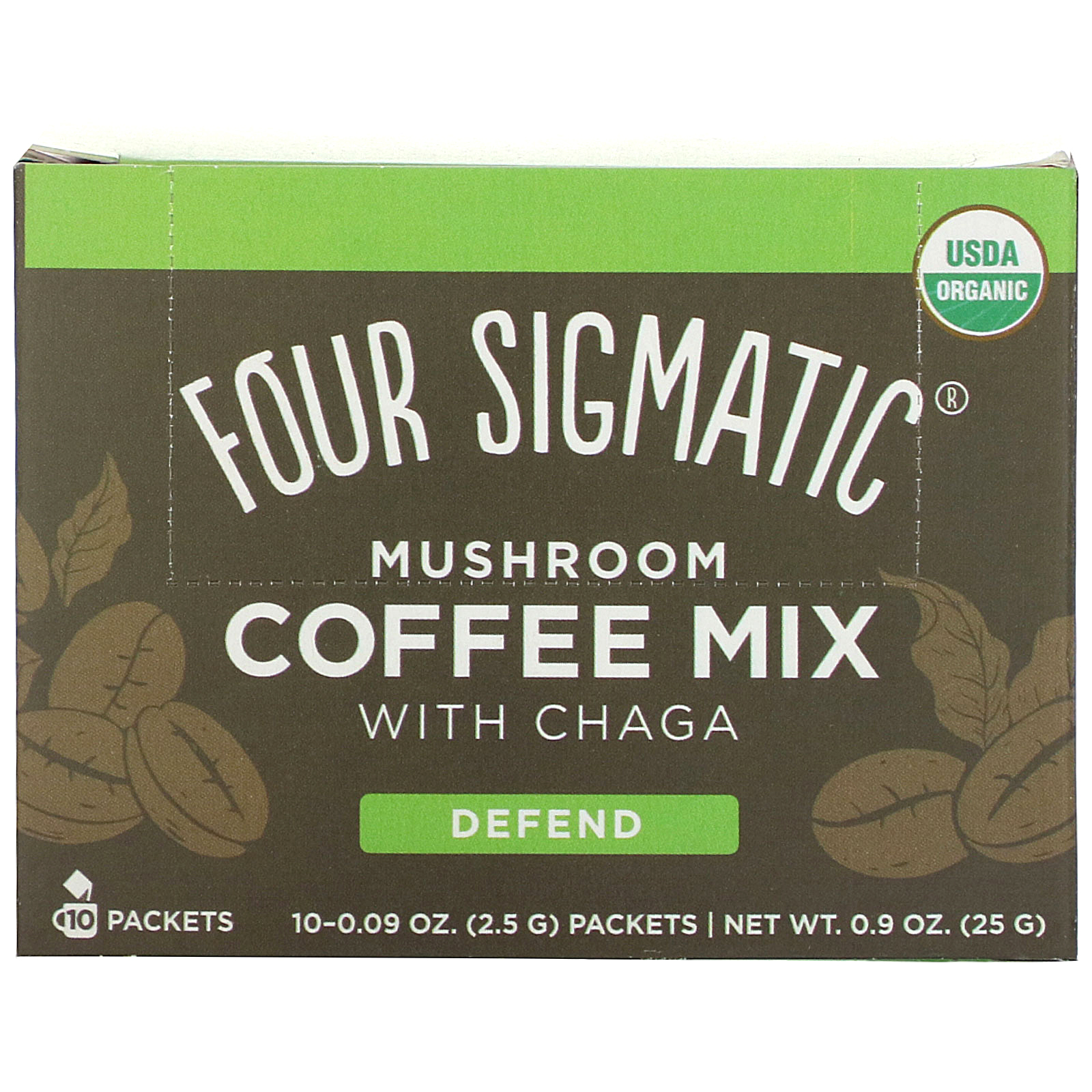 Four Sigmatic, チャーガ入りマッシュルームコーヒーミックス、10袋、各2.5g（0.09オンス）