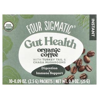 Four Sigmatic, Protect, Instant Organic Coffee with Chaga & Cordyceps Mushrooms, Medium Roast, 10 Packets, 2.5 g Each