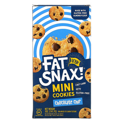 Fat Snax Mini Cookies, шоколадная крошка, 141,7 г (5 унций)