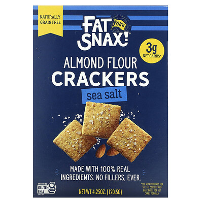 Fat Snax Крекеры из миндальной муки, оригинальная морская соль, 120,5 г (4,25 унции)