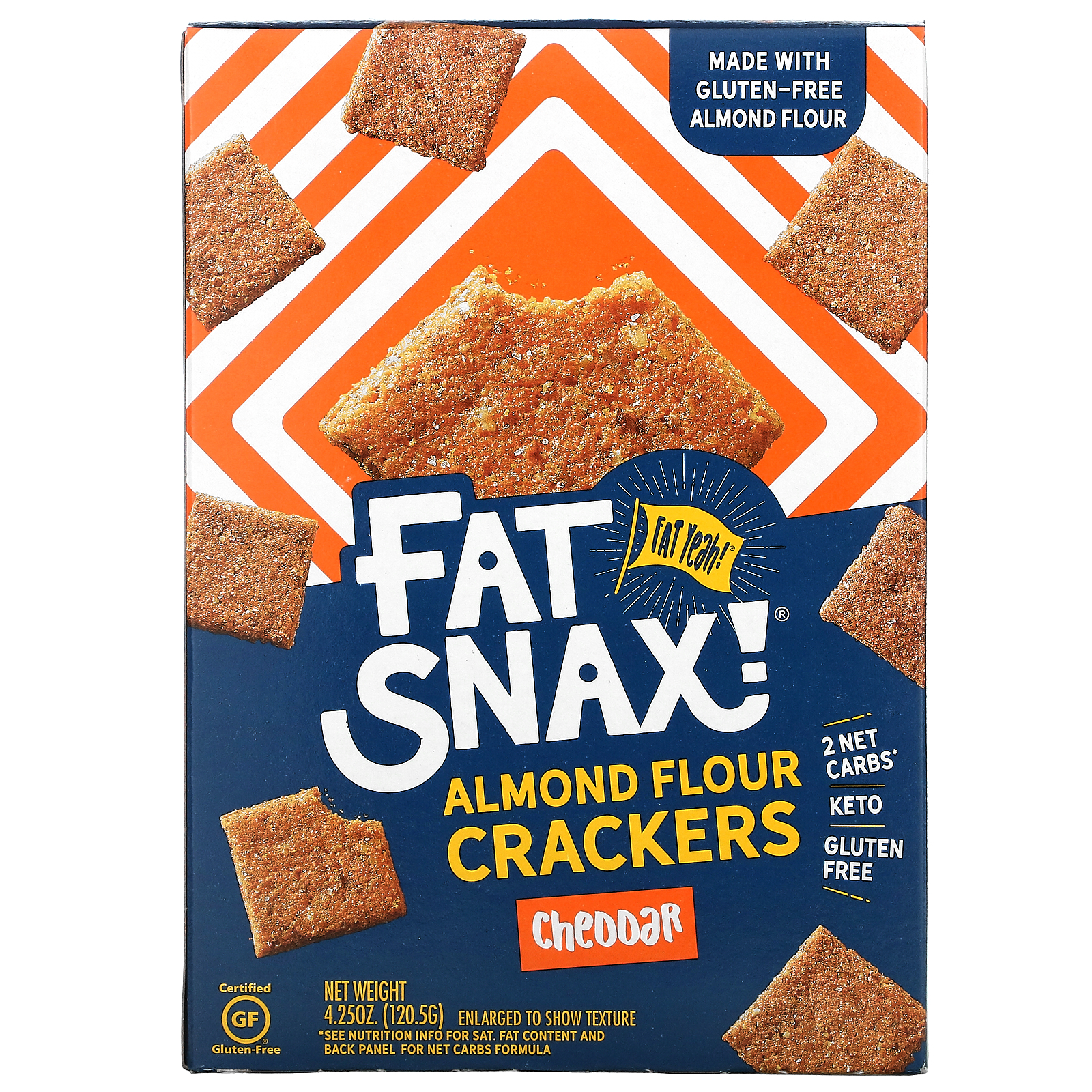 Fat Snax Almond Flour Crackers 卓越 oz 4.25 Cheddar g 2021人気新作 120.5