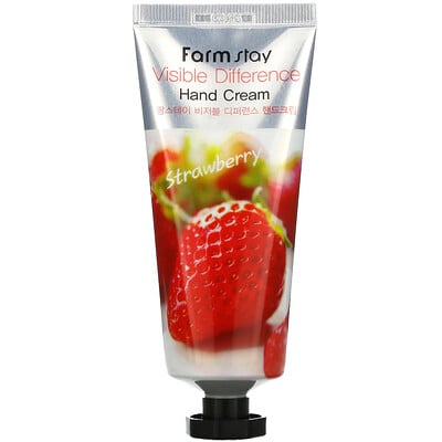 Farmstay Visible Difference Hand Cream, Strawberry, 100 g