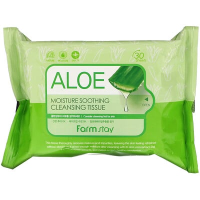 Farmstay Aloe Moisture Soothing Cleansing Tissue, 30 Sheets, 120 ml