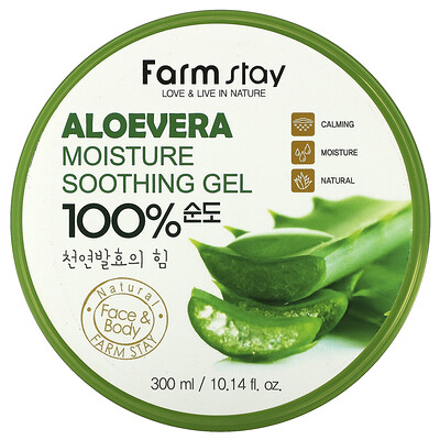 Farmstay Aloe Vera 100% Moisture Soothing Gel, 10.14 fl oz (300 ml)