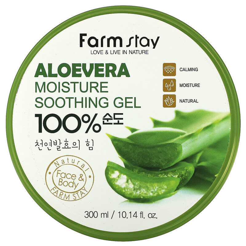 Farmstay, Aloe Vera 100 Moisture Soothing Gel, 10.14 fl