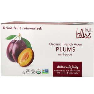 Отзывы о Fruit Bliss, Organic French Agen Plums, 12 Mini-Packs, 1.76 oz (50 g) Each