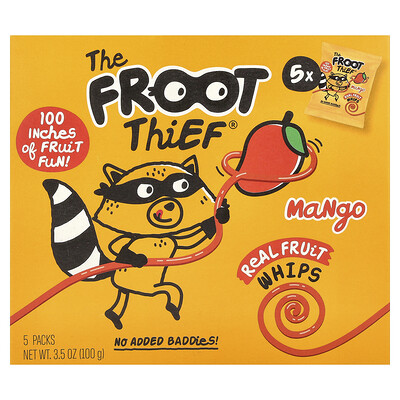 The Froot Thief, Batidos de frutas reales, Mango, 5 paquetes, 20 g (0,7 oz) cada uno