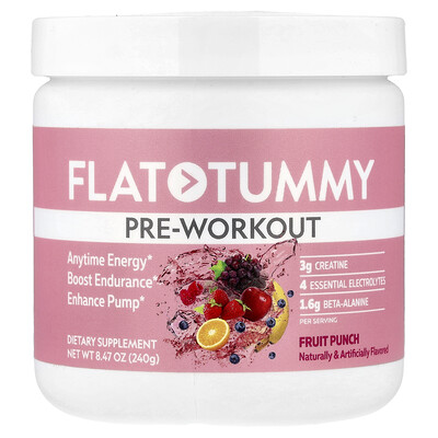 Flat Tummy, Preentrenamiento, Ponche de frutas, 240 g (8,47 oz)