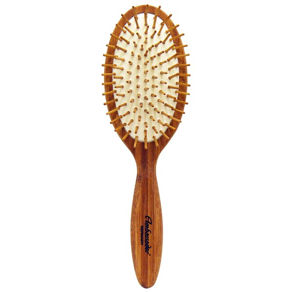 Fuchs Brushes‏, Ambassador Hairbrushes, Bamboo, Large Oval/Wood Pins, 1 Brush