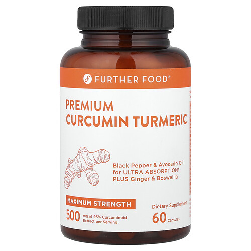 Further Food Premium Curcumin Turmeric, Maximum Strength, 500 mg, 60 Capsules
