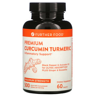 Further Food, Premium Curcumin Turmeric, Maximum Strength, 500 mg, 60 Capsules