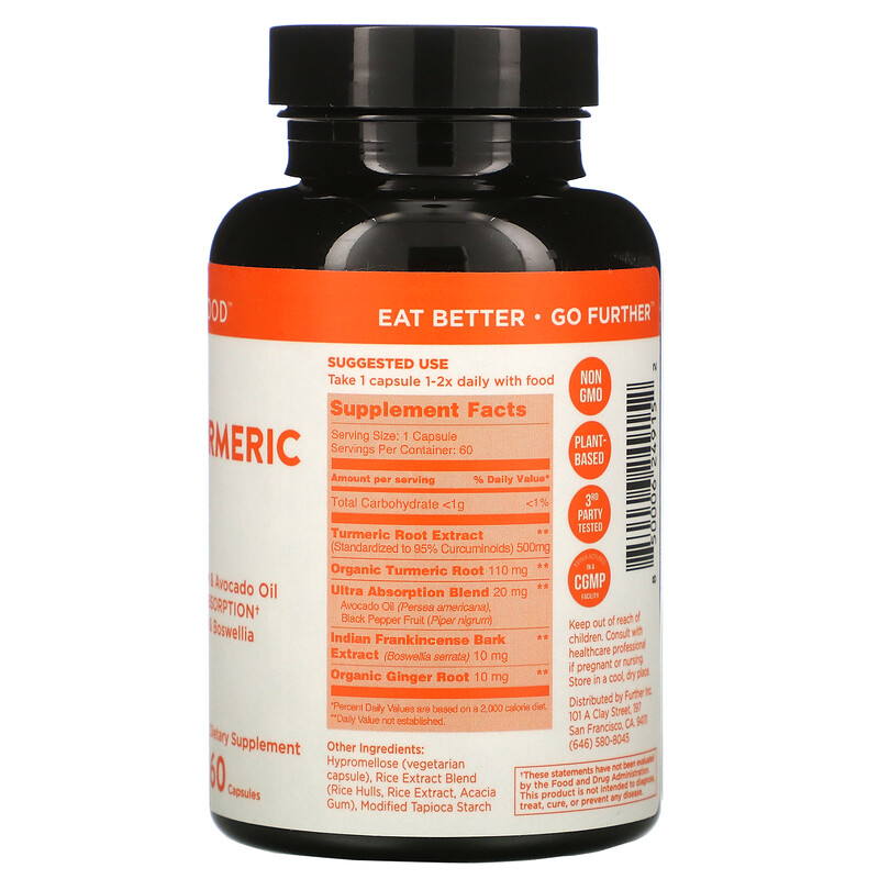 Further Food, Premium Curcumin Turmeric, Maximum Strength, 500 mg, 60