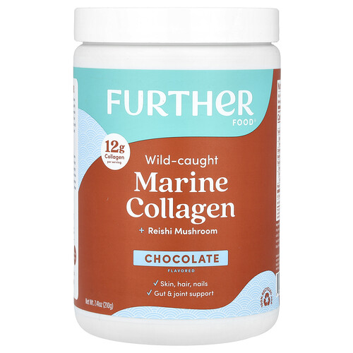 Further Food Wild-Caught Marine Collagen + Reishi Mushroom, Chocolate, 7.41 oz (210 g)