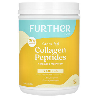 Further Food, Grass-Fed Collagen Peptides + Tremella Mushroom, Vanilla, 22.22 oz (630 g)