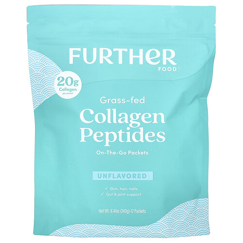 Further Food Grass-Fed Collagen Peptides, Unflavored, 12 Packets, 0.71 oz (20 g) Each
