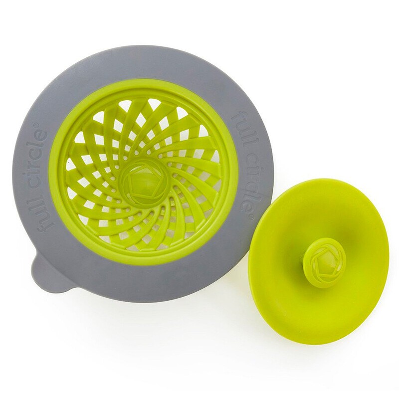 Full Circle, Sinksational, Sink Strainer with Pop-Out Stopper, Green ...