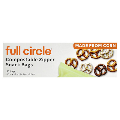 Full Circle, Bolsas compostables para bocadillos con cierre, 50 bolsas