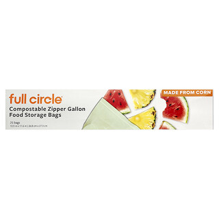 Full Circle, Compostable Zipper Gallon Food Storage Bags, 25 Bags