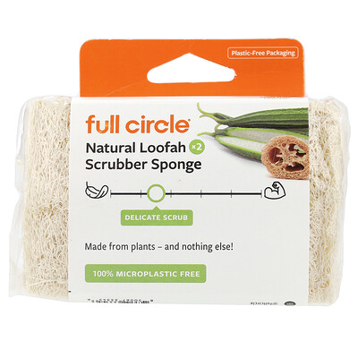 Full Circle, Esponja exfoliante de lufa natural, 2 unidades